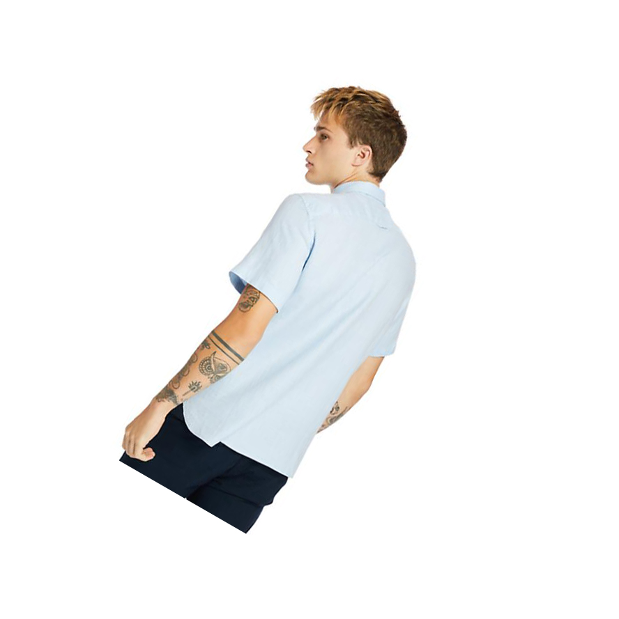 Camisas Timberland Mill River Corta-Sleeve Hombre Azules Claro | ES-YLKDU13