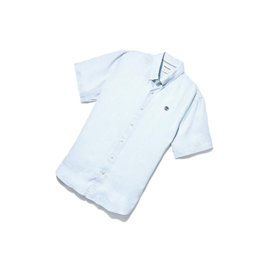 Camisas Timberland Mill River Corta-Sleeve Hombre Azules Claro | ES-YLKDU13