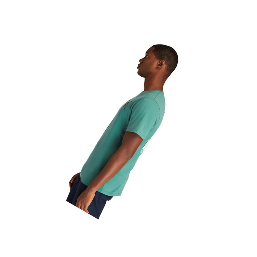 Camiseta Timberland Back-Graphic Logo Hombre Verde | ES-CQOLK34