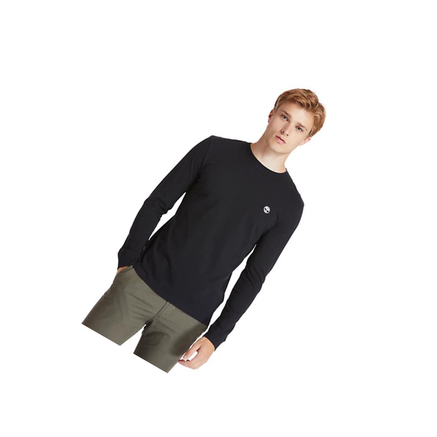 Camiseta Timberland Dunstan River LS Hombre Negras | ES-GNYJV25