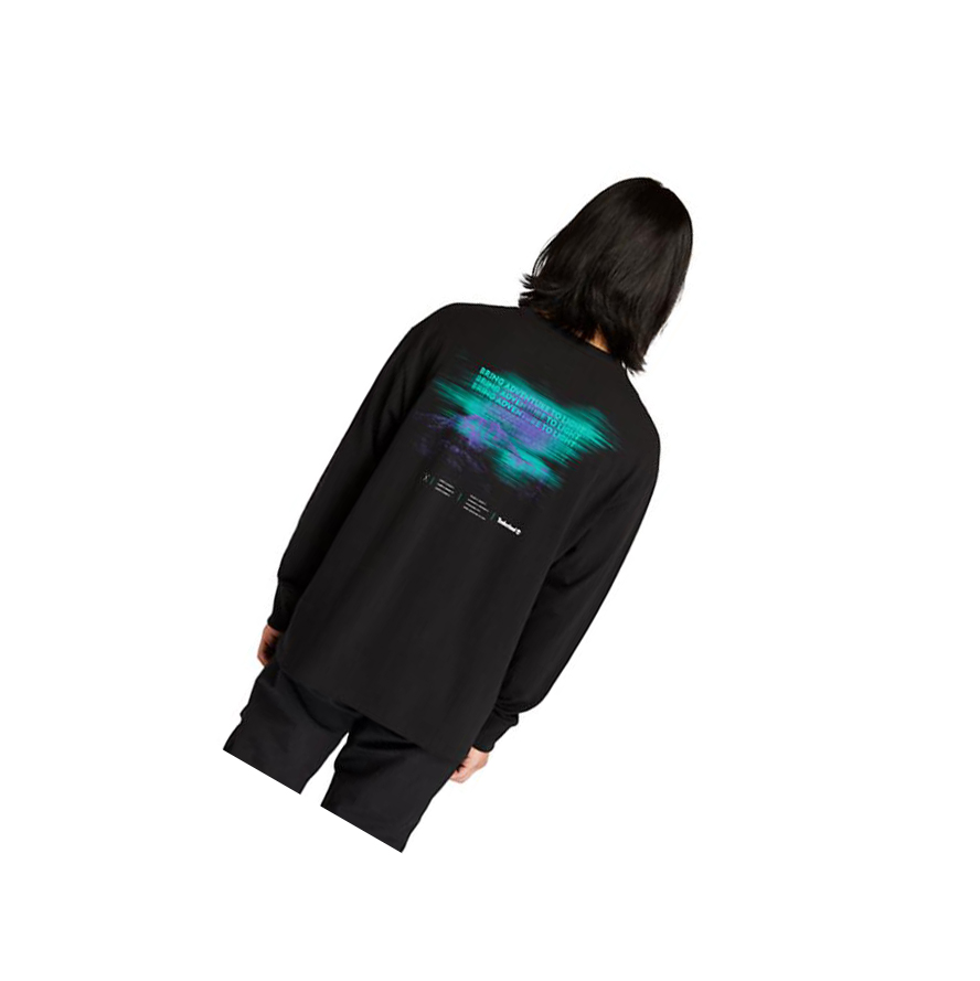 Camiseta Timberland LS NL Sky Graphic Hombre Negras | ES-JVEXD52