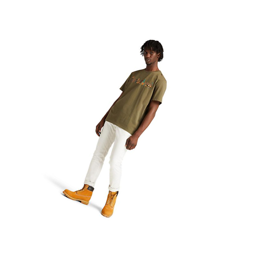 Camiseta Timberland Outdoor Heritage Camo-Logo Hombre Verde Oscuro | ES-HCXMY24