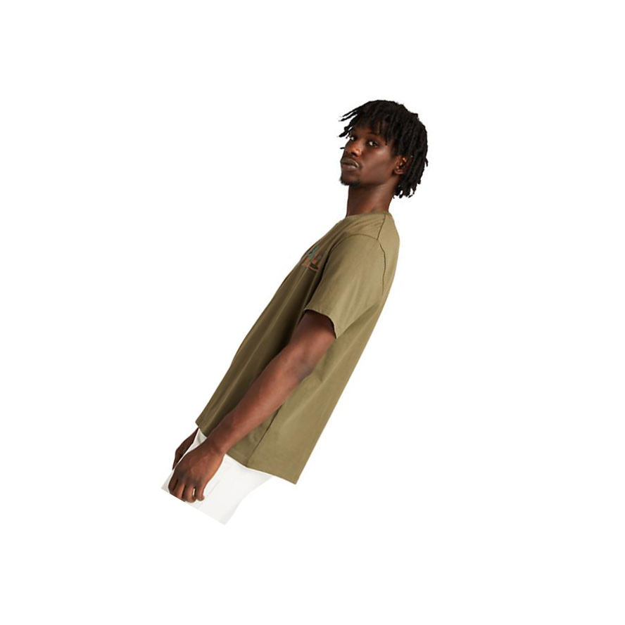 Camiseta Timberland Outdoor Heritage Camo-Logo Hombre Verde Oscuro | ES-HCXMY24