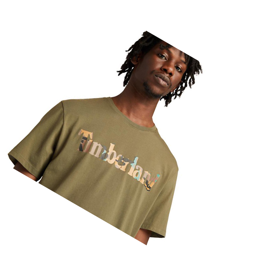 Camiseta Timberland Outdoor Heritage Camo-Logo Hombre Verde Oscuro | ES-HCXMY24