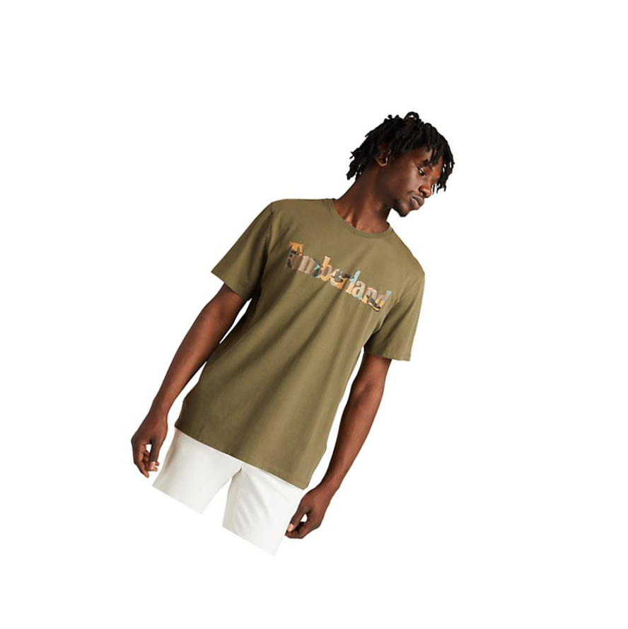 Camiseta Timberland Outdoor Heritage Camo-Logo Hombre Verde Oscuro | ES-HCXMY24