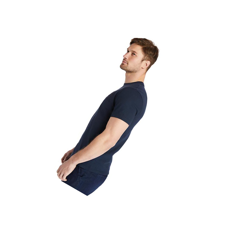 Camiseta Timberland Outdoor Heritage Logo Hombre Azul Marino | ES-MOFJC04