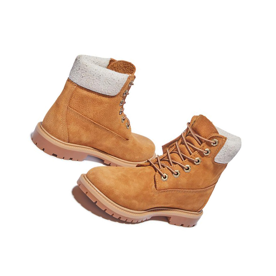 Original 6-inch Boots Timberland Heritage EK+ Regenerative Cuero Mujer Amarillo | ES-SAPHI60