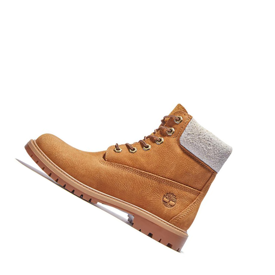 Original 6-inch Boots Timberland Heritage EK+ Regenerative Cuero Mujer Amarillo | ES-SAPHI60