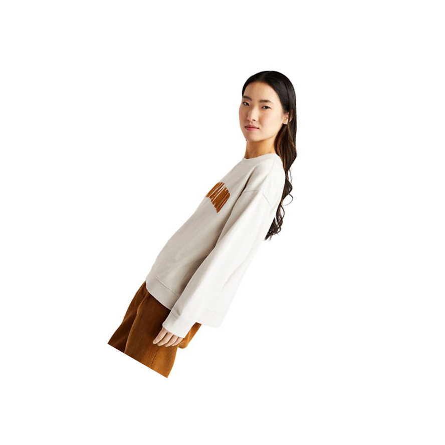 Sudaderas Timberland Ecoriginal Corduroy Logo Mujer Blancas | ES-ETKSL62