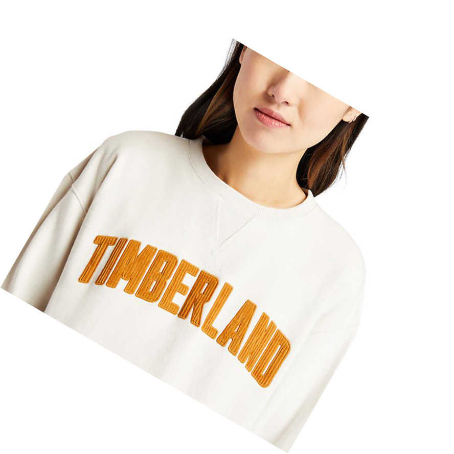 Sudaderas Timberland Ecoriginal Corduroy Logo Mujer Blancas | ES-ETKSL62